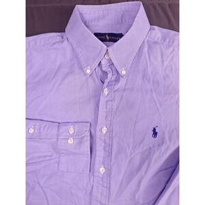 Polo Ralph Lauren Mens Large 16 34/35 Blue Classic Fit  Preppy Office Casual